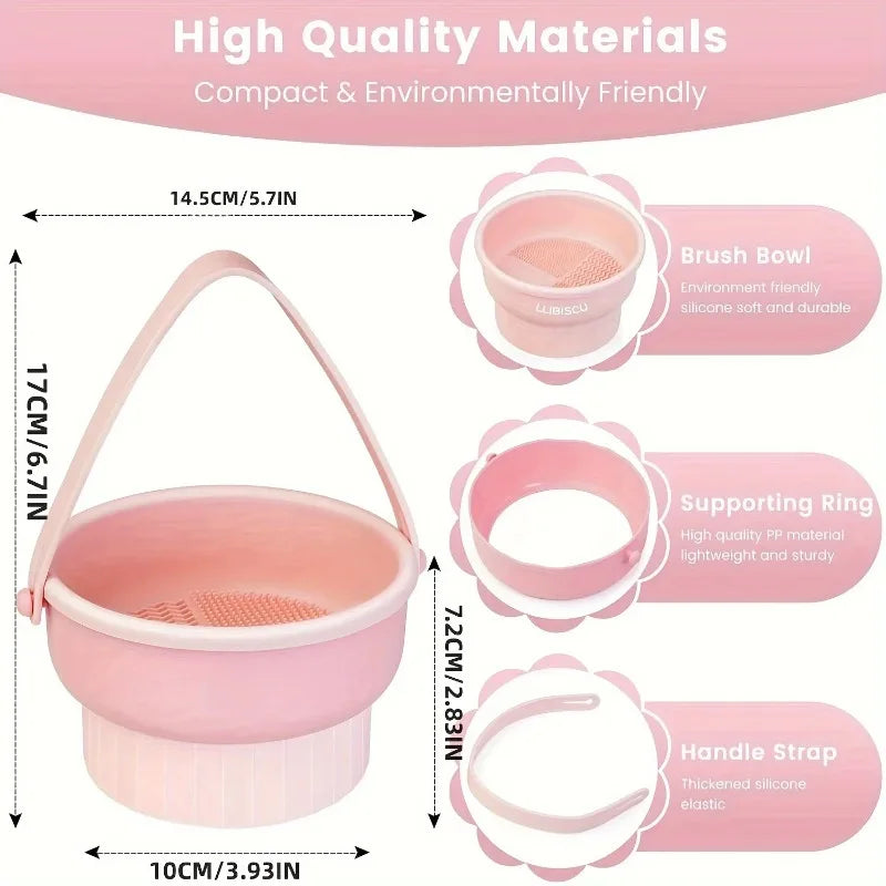 Makeup Brush Organizer and Cleaning Mat