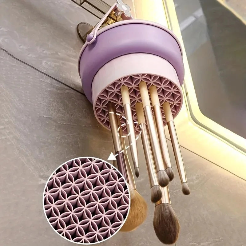 Makeup Brush Organizer and Cleaning Mat
