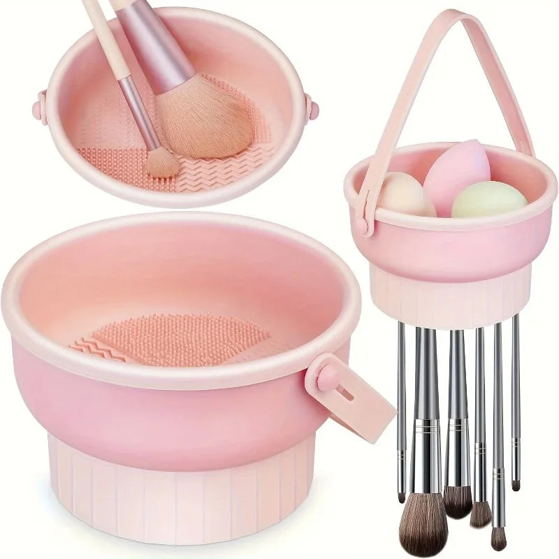 Makeup Brush Organizer and Cleaning Mat