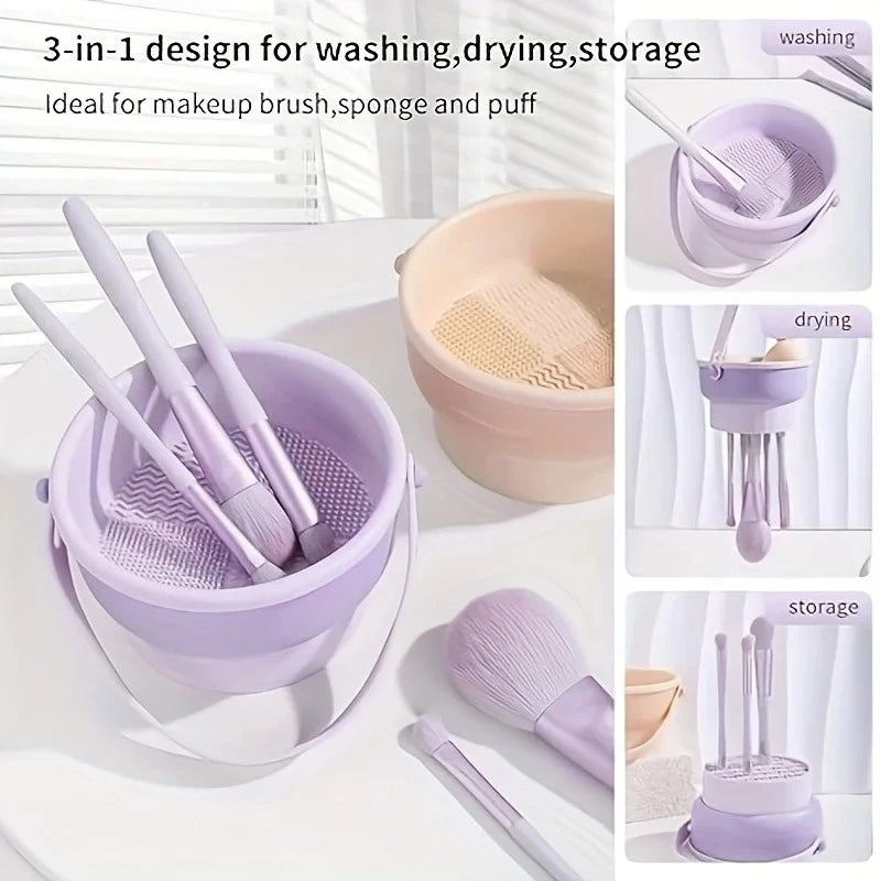 Makeup Brush Organizer and Cleaning Mat